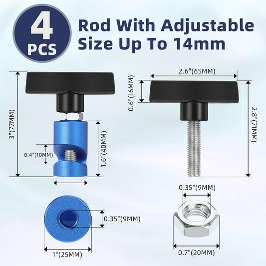 4 Pcs Car Hood Prop Struts Clamp, 0.55 Inch Tool, Adjustable Lifting Clip, Aluminum Lift Support Spark Plug V1259-DP01-A-5577