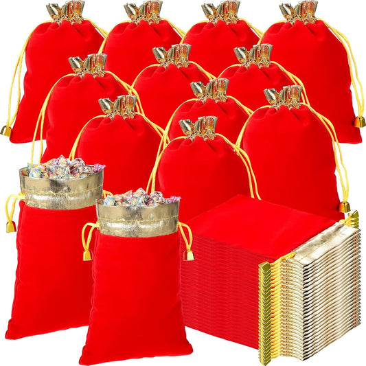 50 Pieces Velvet Bags Soft Jewelry Pouch with Drawstrings Velour Packaging Drawstring Present Bag for Candy V1259-DP01-A-5600