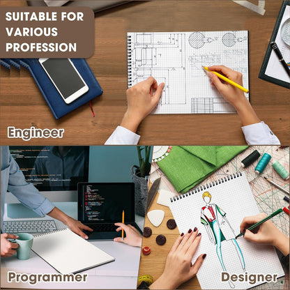 2 Pack Top Spiral Graph Paper Notebooks 8.7 X11.4 Inch A4 Grid Notepad 70 Sheet Memo Steno Pad for V1259-DP01-A-5611
