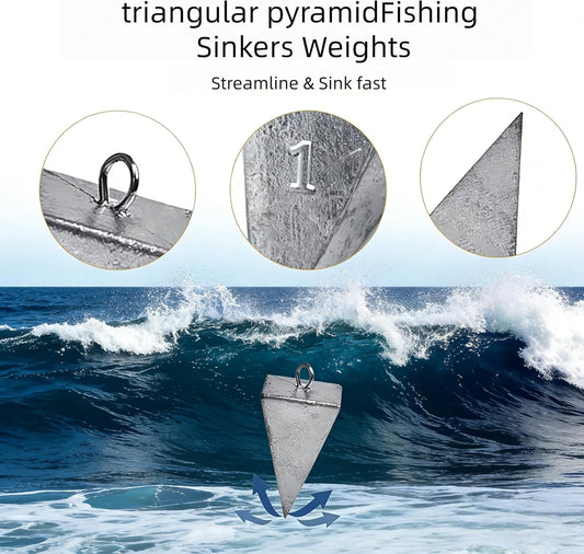 Fishing Weights Pyramid Sinkers Kit Bullet for Ocean Saltwater Surf Gear Tackle 1oz 2oz 3oz V1259-DP01-A-562