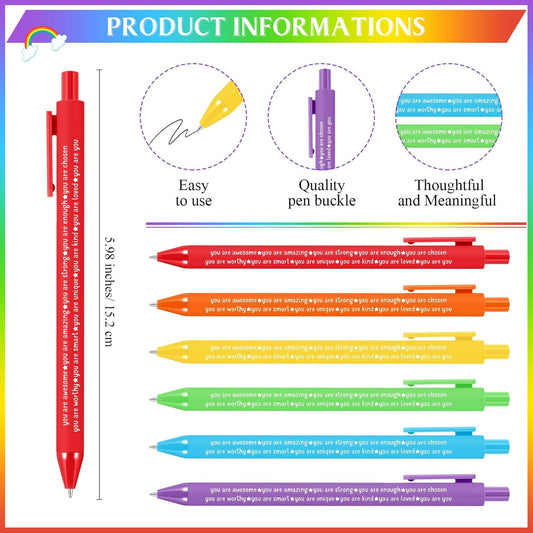 36 Pack Positive Gifts Bulk for Kids Rainbow Inspirational Pens Motivational Notebook with Affirmations V1259-DP01-A-5644
