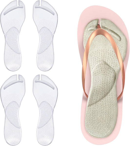 2 Pairs Gel Arch Support Cushion Insoles Adhesive Silicone Flip Flop Thong Inserts Invisible Slim Pain Relief V1259-DP01-A-5659