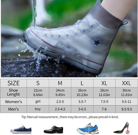 Shoe Covers Waterproof Rain Shoes Reusable Foldable Boots Slip Resistant Rubber Sole Overshoes Protectors for V1259-DP01-A-5672