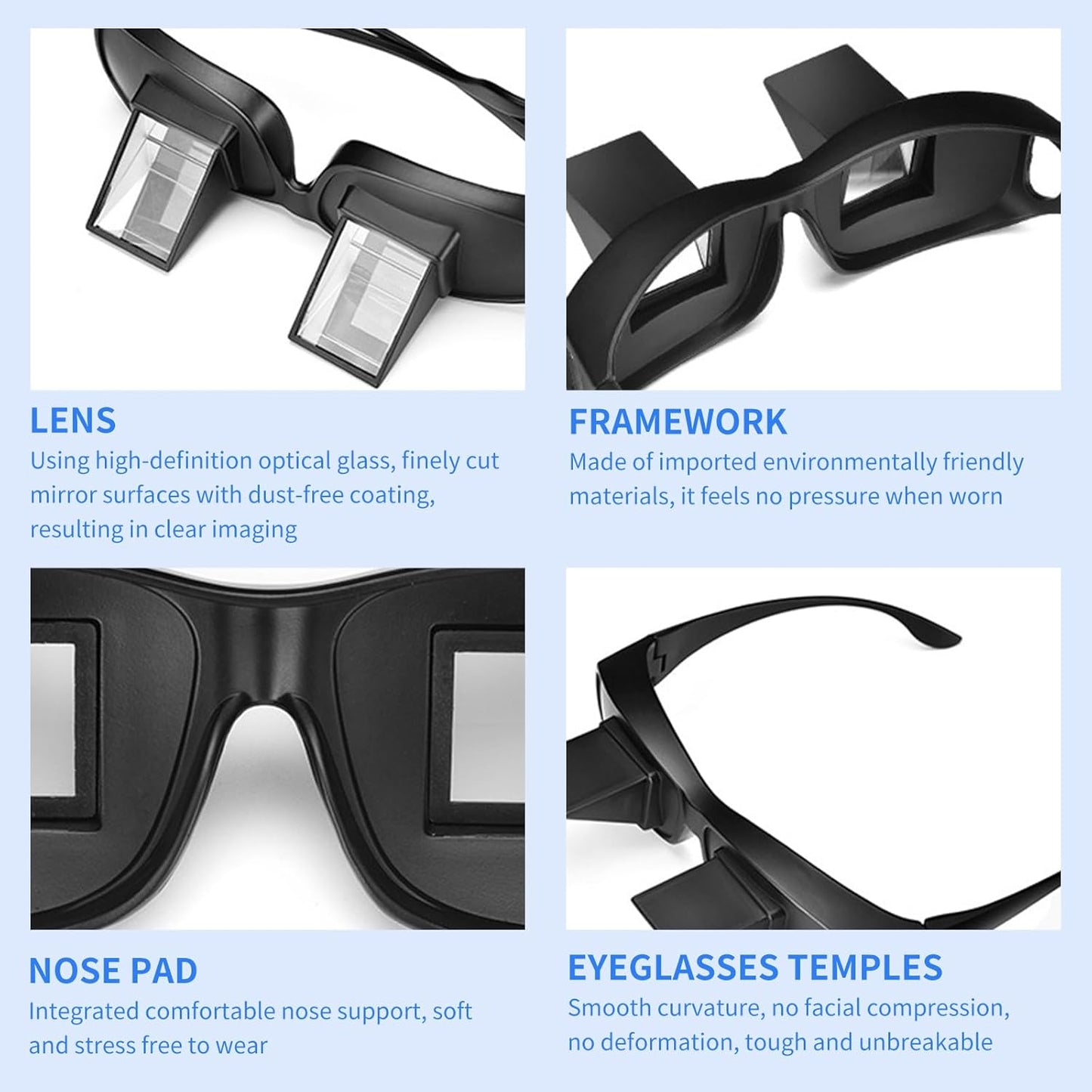 Lazy Glasses, Horizontal Prism Glasses,Lazy Spectacles for Bedridden Laying Dowd Reading and Watching TV in V1259-DP01-A-5693