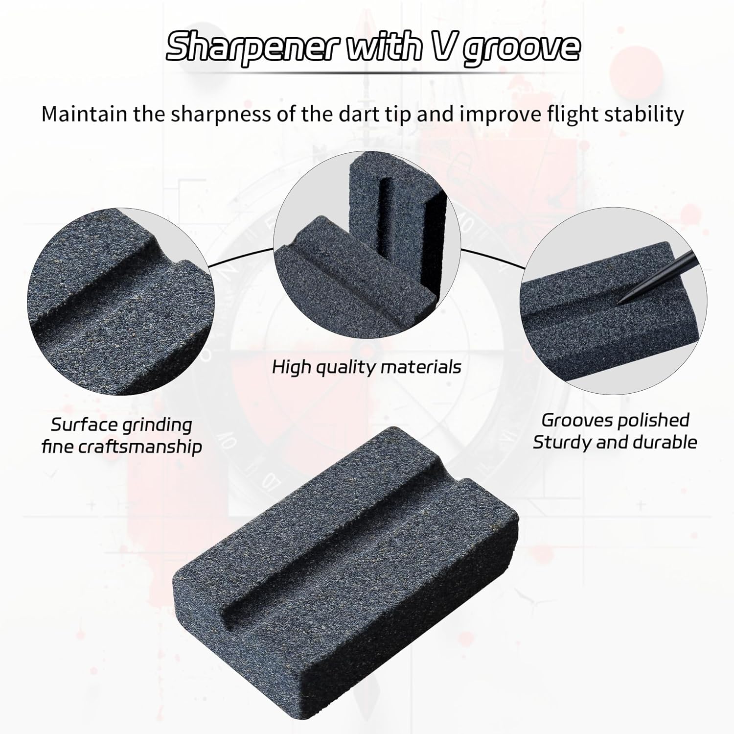 Darts V-Sharp Sharpening Stone,Dart Sharpener,Easy polishing and deburring, Long-Lasting Sharpness,Dart V1259-DP01-A-5702