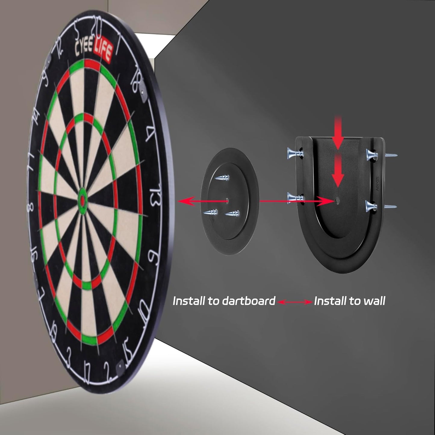 Dartboard Mounting Bracket,Dartboard Bracket Hanging Dartboards Professional,Black Black O Shaped V1259-DP01-A-5706