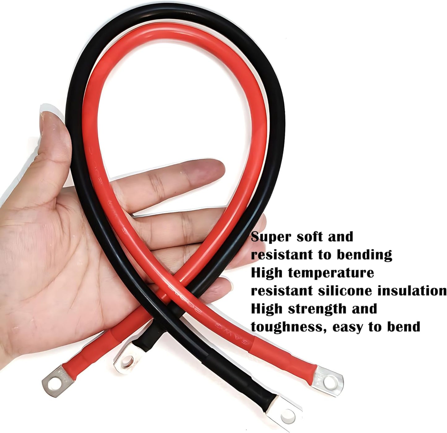 4 AWG Battery Cable,3FT Cables,With 5/16" Ring Terminals for Solar, RV, Auto, Marine Car, Boat - V1259-DP01-A-5710