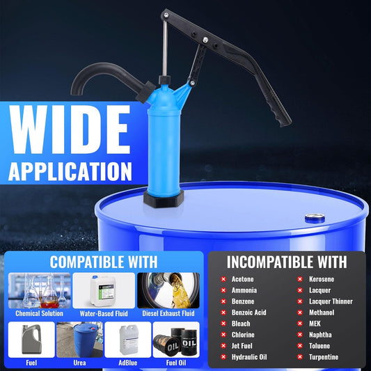 55 Gallon Drum Pump,Barrel Pump Manual Lever Action Barrel for Diesel,Kerosene, Motor Oil Transfer V1259-DP01-A-5718