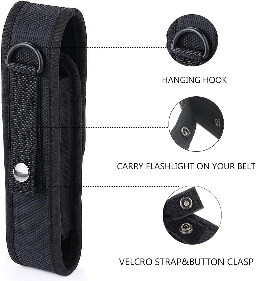 2 Pcs Flashlight Holster Pouch Holder Flash Light Belt Carry Case for 5"-7" Tactical with Stretch Capability V1259-DP01-A-572