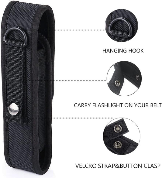 2 Pcs Flashlight Holster Pouch Holder Flash Light Belt Carry Case for 5"-7" Tactical with Stretch Capability V1259-DP01-A-572
