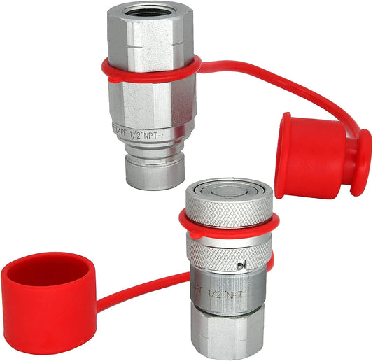 Flat Face Hydraulic Couplers,1/2" Skid Steer Couplers,For Bobcat Case,New Holland,Kubota,Quick Disconnect V1259-DP01-A-5721