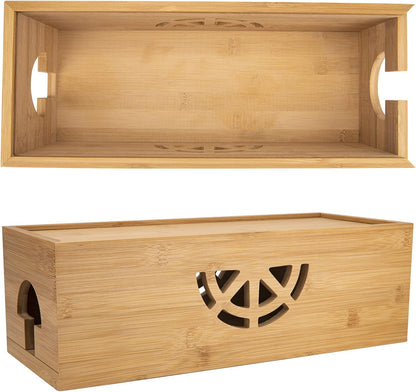 Cable Management Box,Cord Organizer Box,Bamboo Box for fit Desk Computer USB Behind TV Home Hall Power - V1259-DP01-A-5727