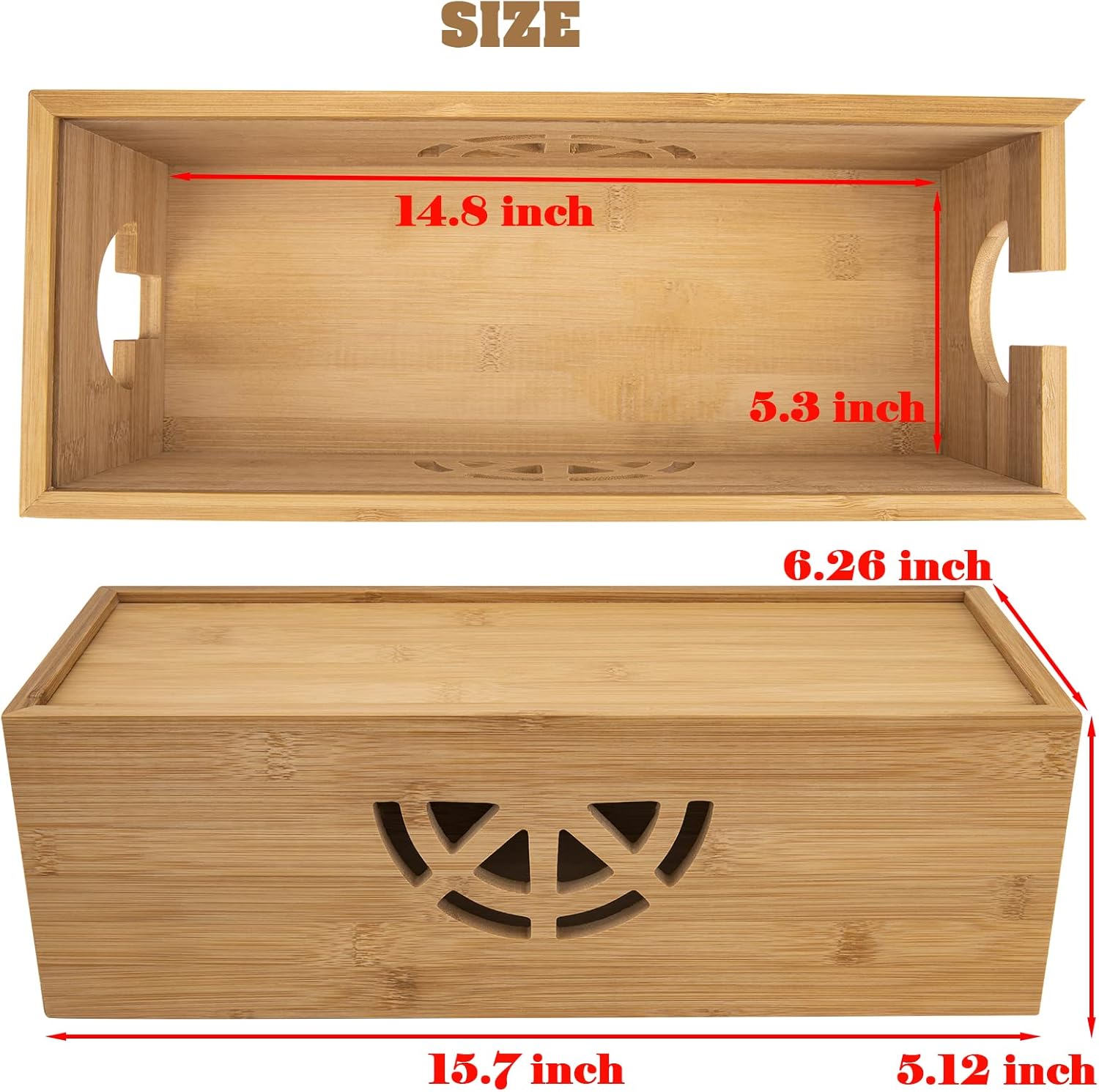 Cable Management Box,Cord Organizer Box,Bamboo Box for fit Desk Computer USB Behind TV Home Hall Power - V1259-DP01-A-5727