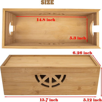Cable Management Box,Cord Organizer Box,Bamboo Box for fit Desk Computer USB Behind TV Home Hall Power - V1259-DP01-A-5727