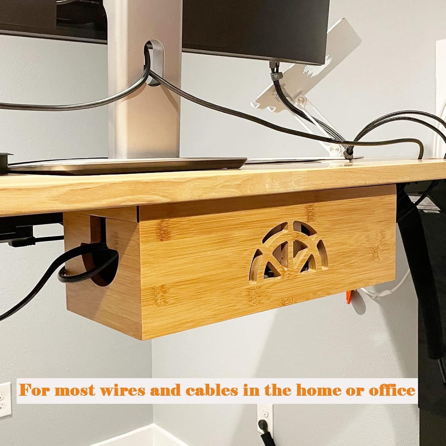 Cable Management Box,Cord Organizer Box,Bamboo Box for fit Desk Computer USB Behind TV Home Hall Power - V1259-DP01-A-5727