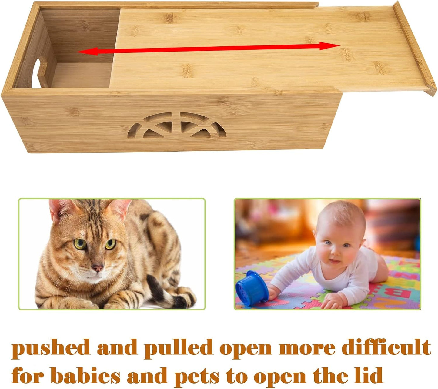 Cable Management Box,Cord Organizer Box,Bamboo Box for fit Desk Computer USB Behind TV Home Hall Power - V1259-DP01-A-5727