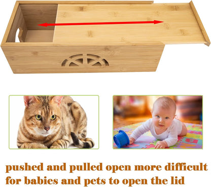 Cable Management Box,Cord Organizer Box,Bamboo Box for fit Desk Computer USB Behind TV Home Hall Power - V1259-DP01-A-5727