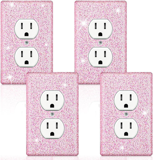 4 Pcs Glitter Light Switch Covers Bling Outlet Wall Plate Preppy Gift for Nursery Decor Women Teens Room V1259-DP01-A-5733