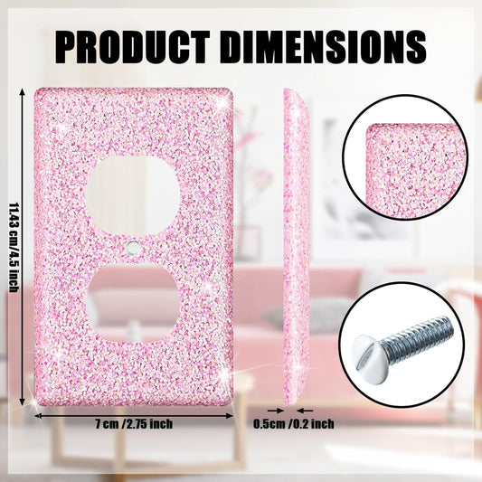 4 Pcs Glitter Light Switch Covers Bling Outlet Wall Plate Preppy Gift for Nursery Decor Women Teens Room V1259-DP01-A-5733