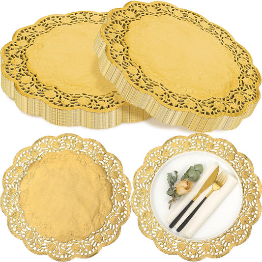 200 Pcs Doilies Lace Paper 14 Inches Disposable Foil Placemats Large Round Pad for Cakes Crafts Wedding V1259-DP01-A-5742