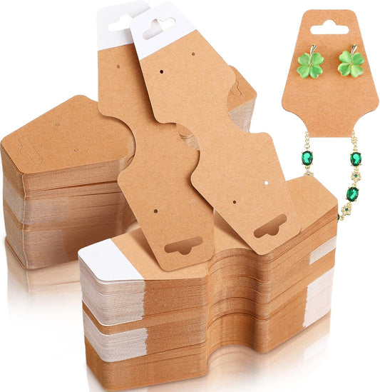 1000 Pcs Necklace Display Cards with Adhesive, Jewelry Bracelet Cards, Keychain Packaging Holder, Blank Kraft V1259-DP01-A-5744