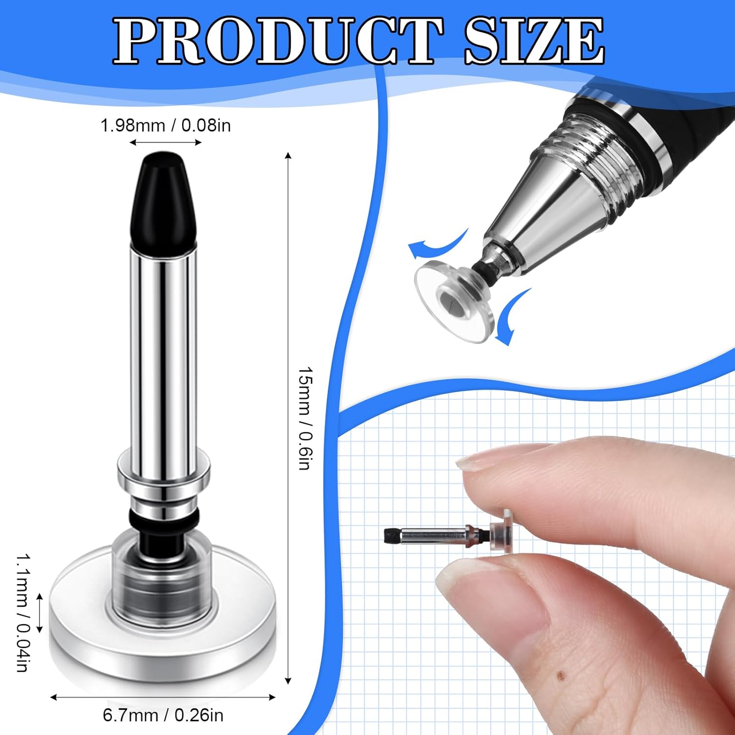 36 Pieces Stylus Pen Tips Replacement Only High Precision Replaceable Disc Tops Universal Round Shape V1259-DP01-A-5748