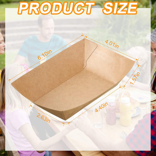 300 Pack 2 lb Paper Food Boats Trays, Heavy Duty, Oil Resistant Disposable Boat for Foods, Hot Dogs, Snacks V1259-DP01-A-5753