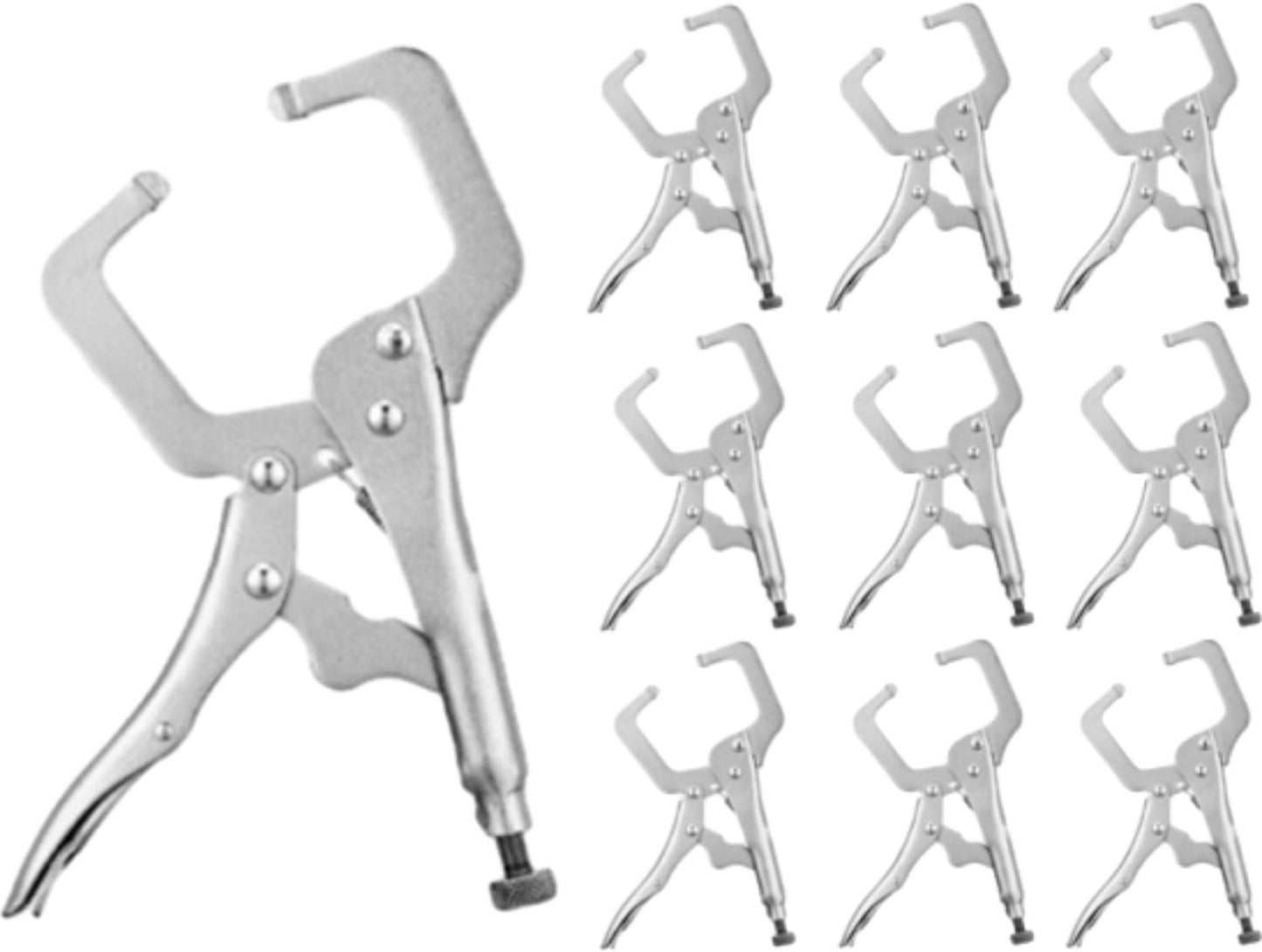 6 Pcs Inch Locking C Clamp Original Lock Regular Tips Plain adjustable Alloy Steel for Woodworking Carpentry V1259-DP01-A-5757