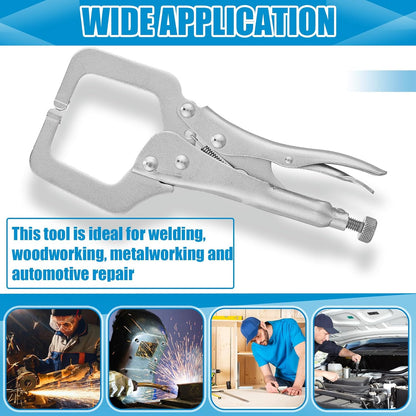 6 Pcs Inch Locking C Clamp Original Lock Regular Tips Plain adjustable Alloy Steel for Woodworking Carpentry V1259-DP01-A-5757