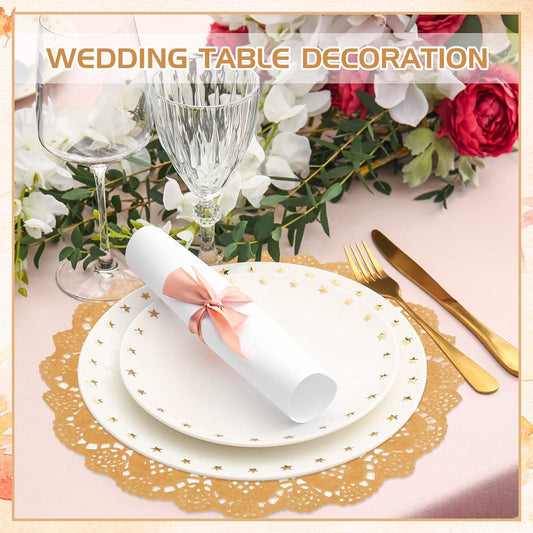 600 Pcs Round Kraft Paper Doilies, 12 Inch Disposable Lace Placemats, Rustic Scallop Doily Table Pads for V1259-DP01-A-5768