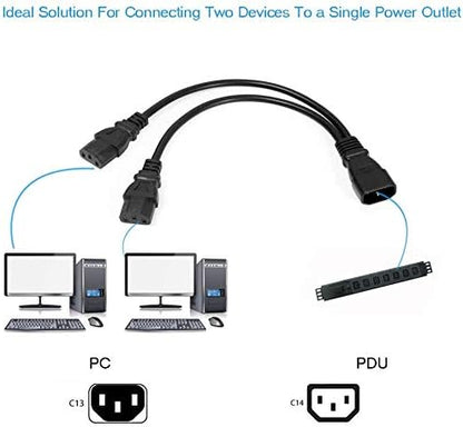 4-Pack UPS Server Y Splitter C14 to 2 x C13 Power Extension Cable V1259-DP01-A-578