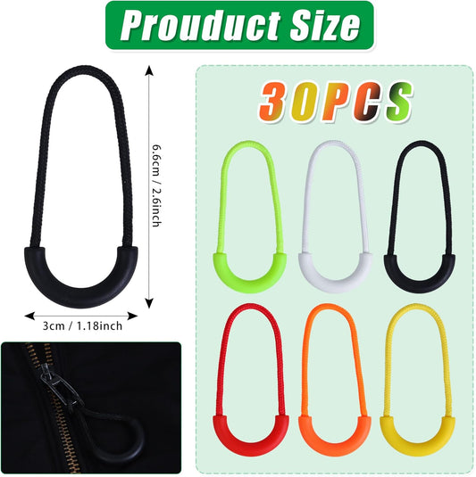 Zipper Pulls Heavy Duty Tags Nylon U Shape Cord Replacements for Clothes Luggage Backpacks Handbags Jackets V1259-DP01-A-586