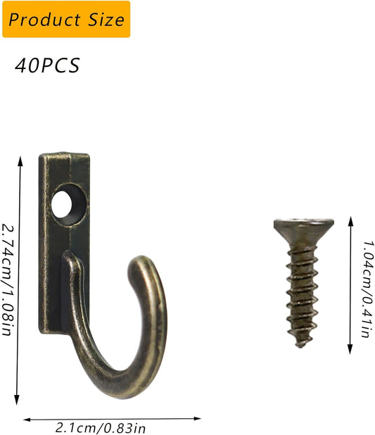 40 Pieces Key Hooks Jewelry Small Hook Wall Mounted Single for Hanging Clothes Hat Kitchen Bathroom Towel V1259-DP01-A-587