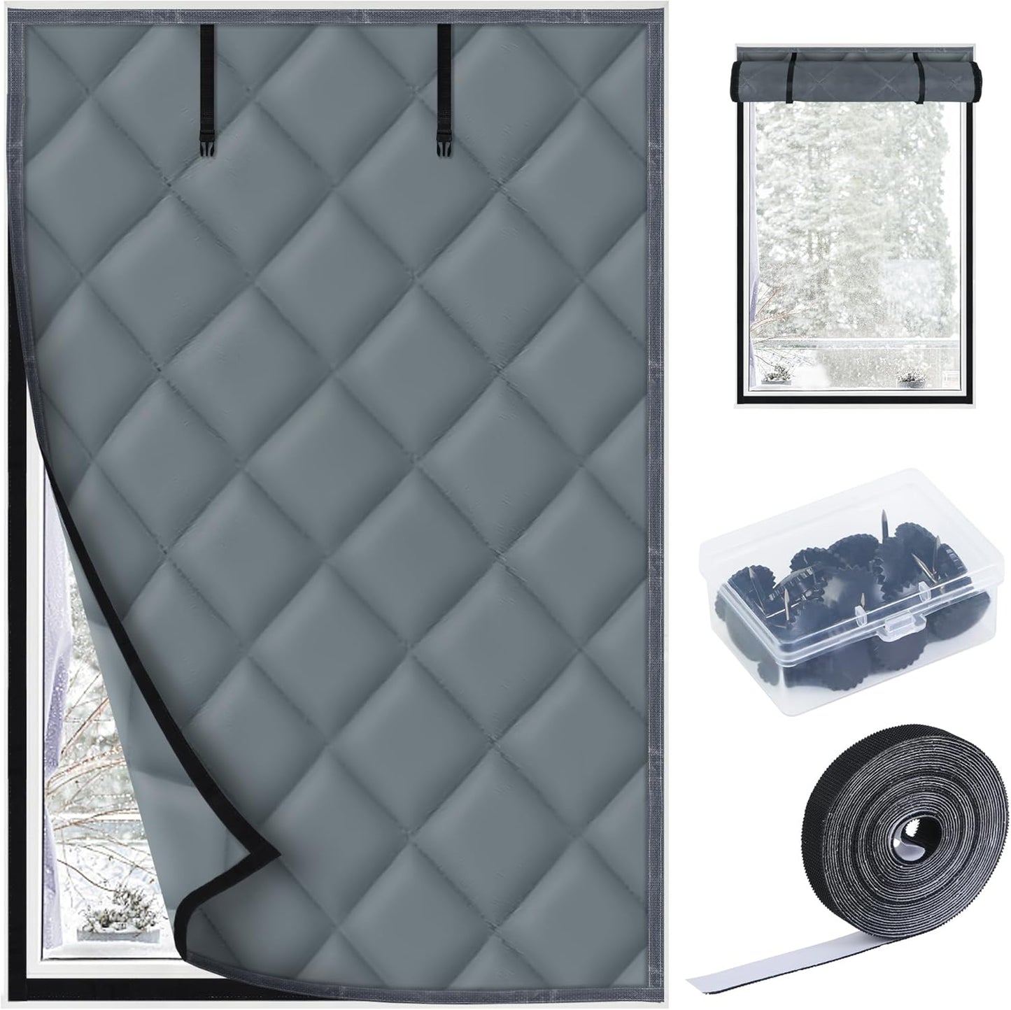 Window Insulation Kit for Winter, 3 Layer 26" X 39" Winter Insulated Cover with Fastener, Thermal to Keep V1259-DP01-A-591