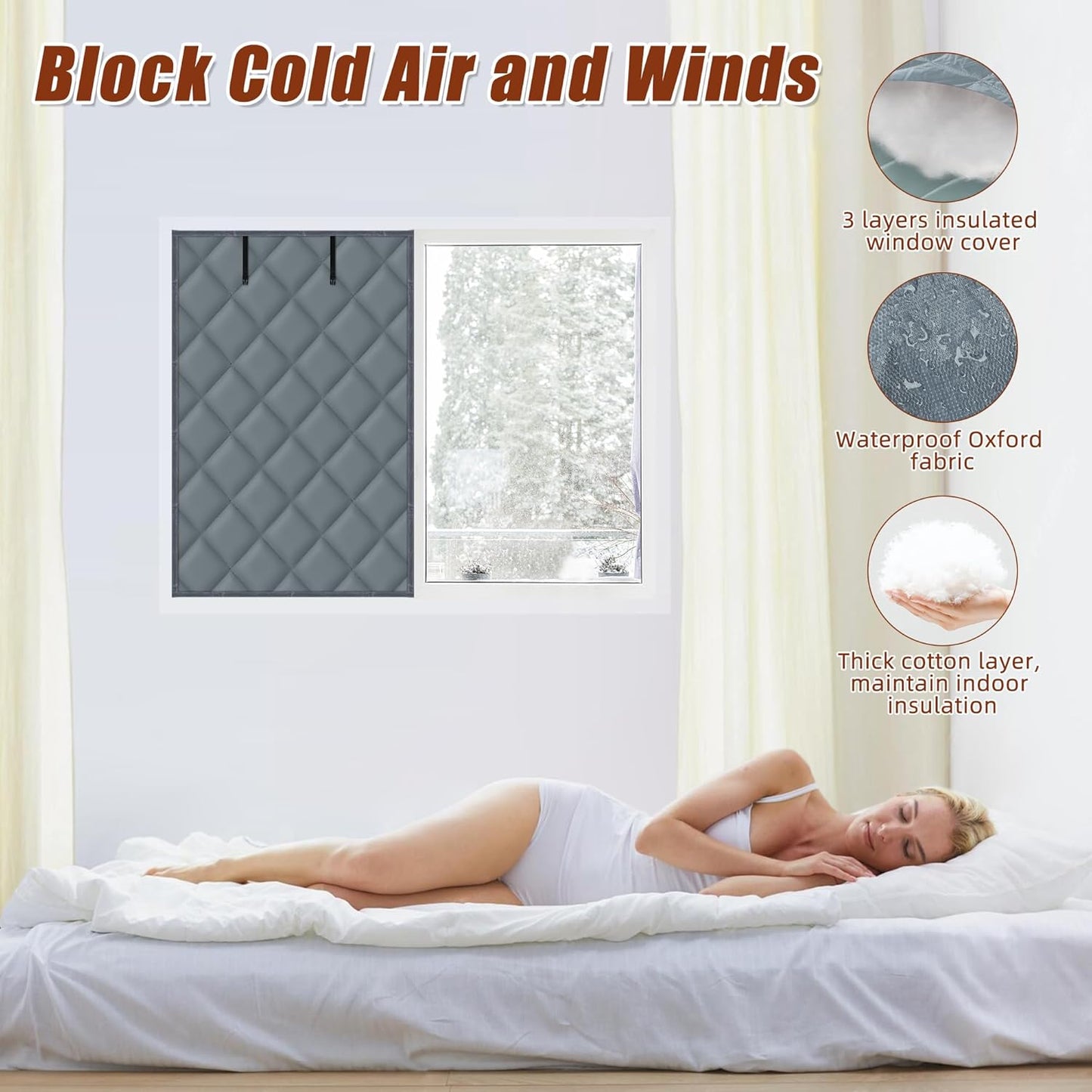 Window Insulation Kit for Winter, 3 Layer 26" X 39" Winter Insulated Cover with Fastener, Thermal to Keep V1259-DP01-A-591