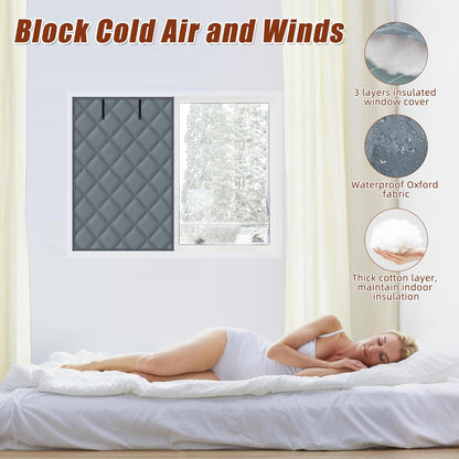 Window Insulation Kit for Winter, 3 Layer 26" X 39" Winter Insulated Cover with Fastener, Thermal to Keep V1259-DP01-A-591