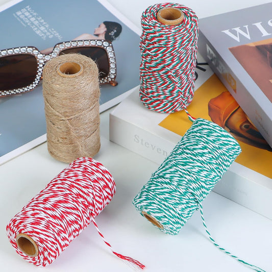 Twine String 4 Rolls Christmas Wrapping Cotton 1312 Feet Colored Rope for Bakers Creative Projects Crafts V1259-DP01-A-592