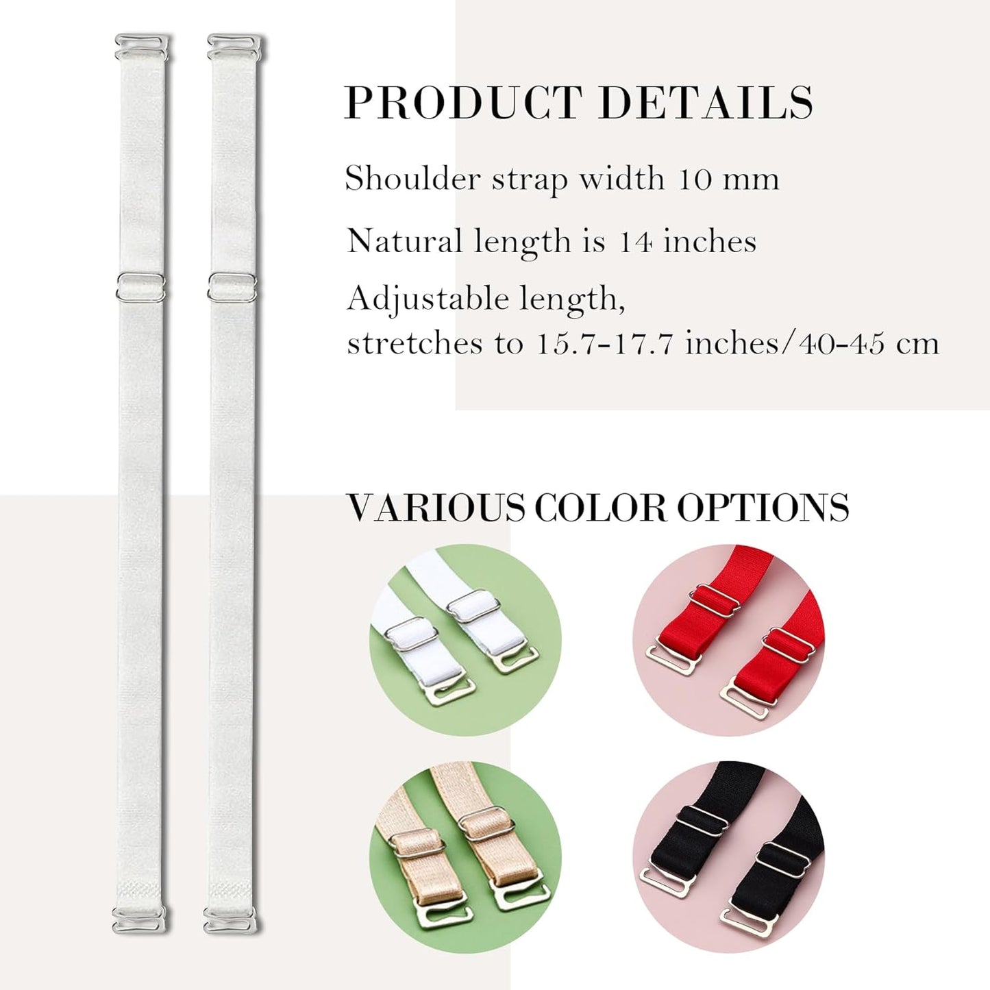 Elastic Adjustable Removable Lingerie Straps 10mm Width Cotton Replacement Sexy Bra Shoulder Strap V1259-DP01-A-596