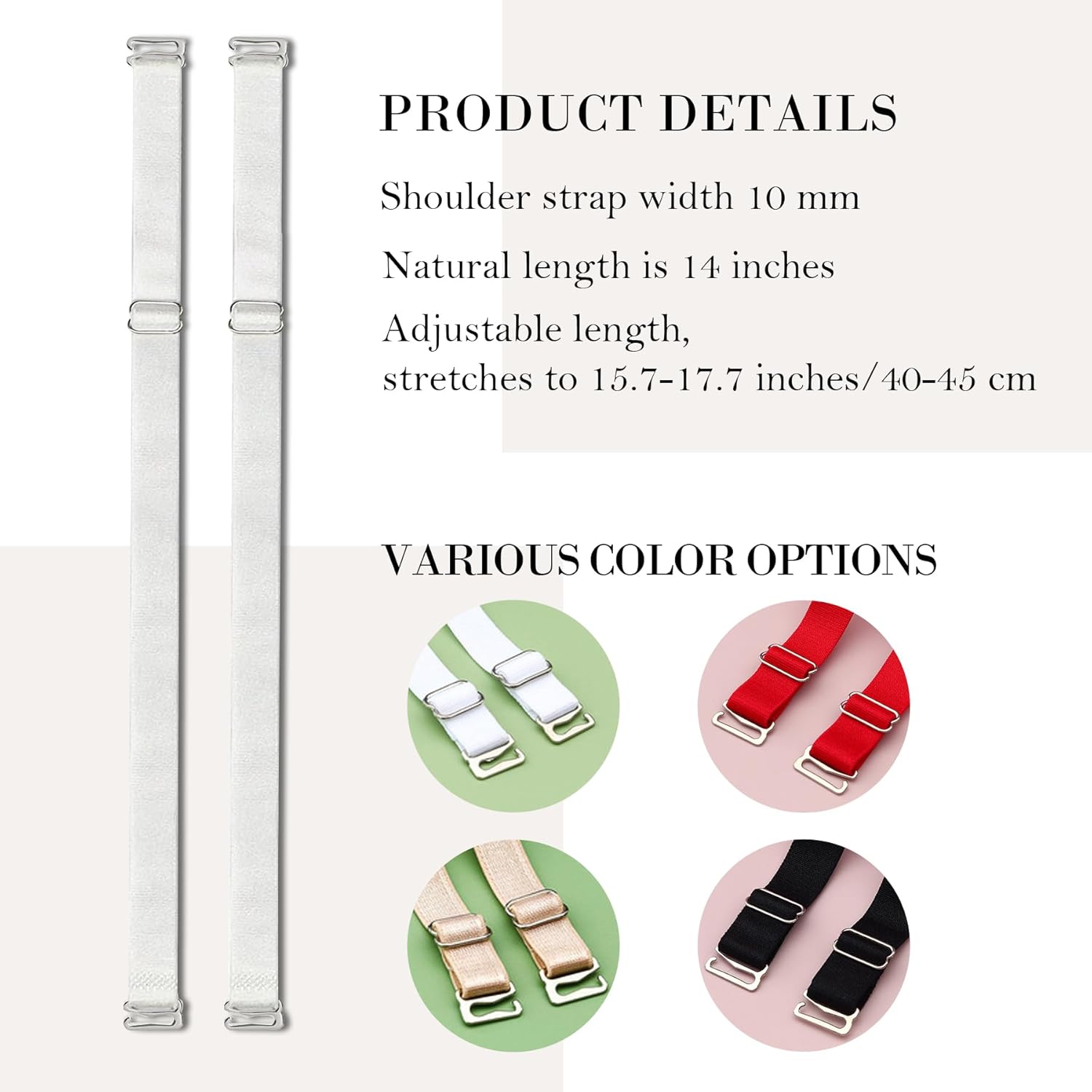 Elastic Adjustable Removable Lingerie Straps 10mm Width Cotton Replacement Sexy Bra Shoulder Strap V1259-DP01-A-596