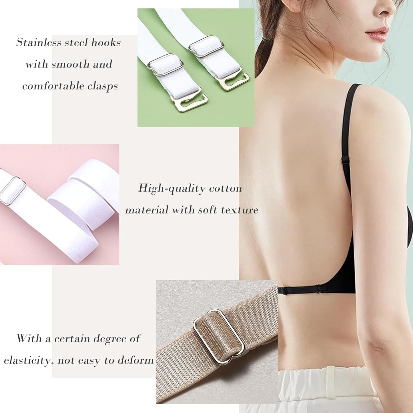 Elastic Adjustable Removable Lingerie Straps 10mm Width Cotton Replacement Sexy Bra Shoulder Strap V1259-DP01-A-596