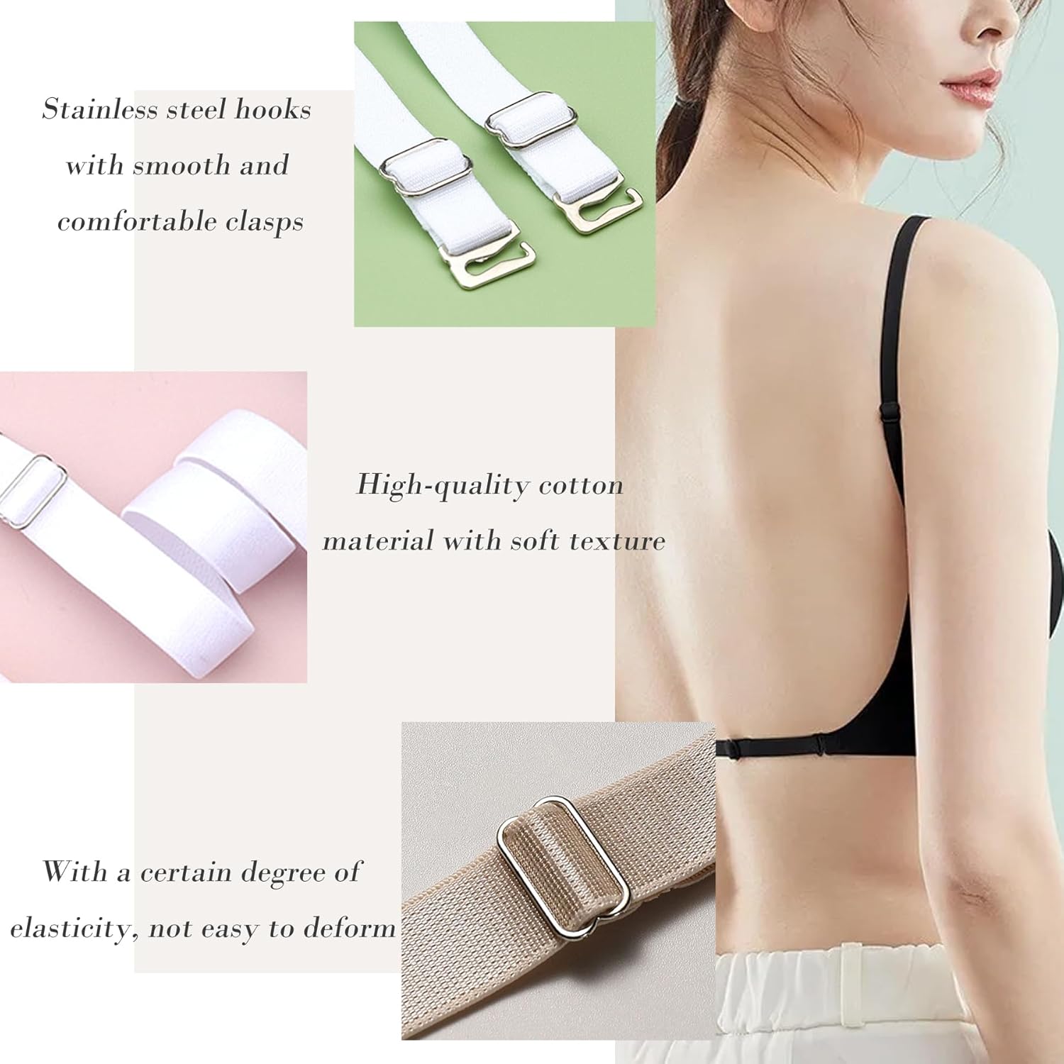 Elastic Adjustable Removable Lingerie Straps 10mm Width Cotton Replacement Sexy Bra Shoulder Strap V1259-DP01-A-596