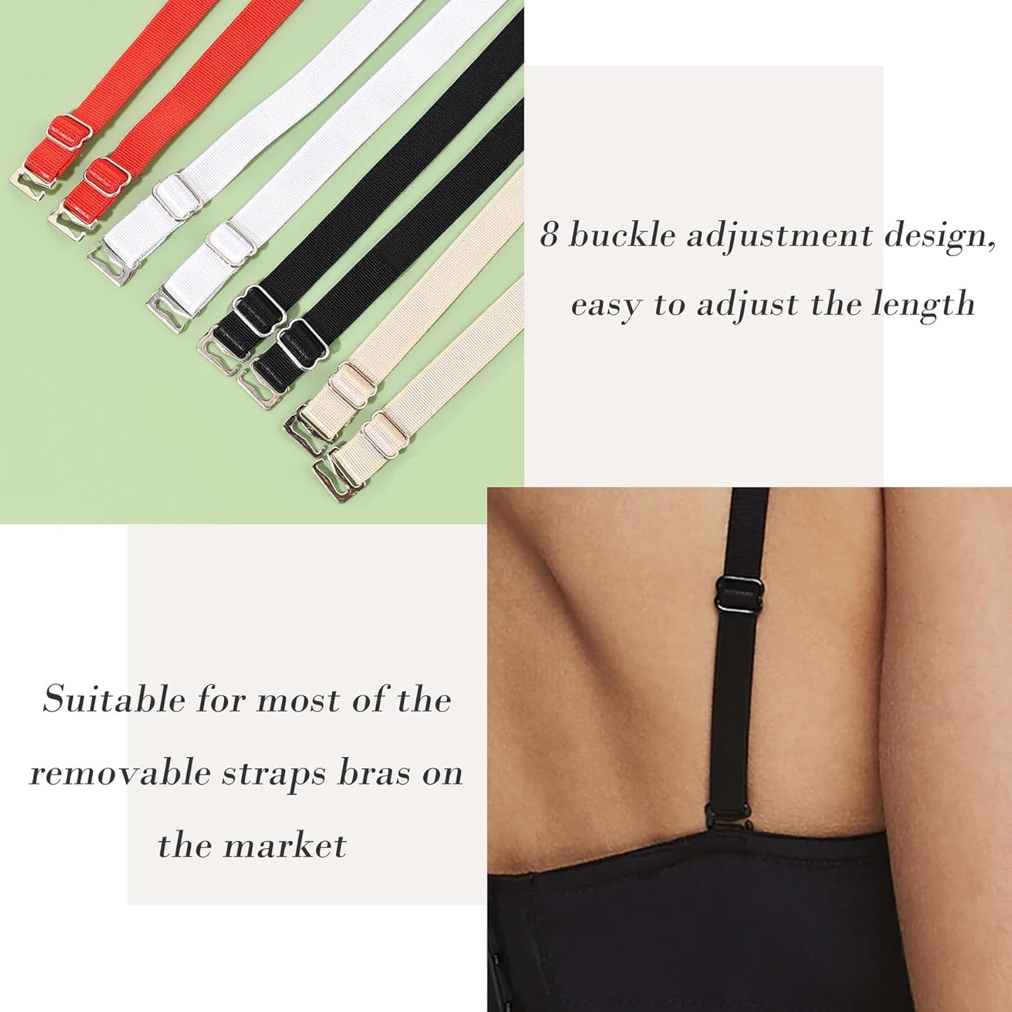 Elastic Adjustable Removable Lingerie Straps 10mm Width Cotton Replacement Sexy Bra Shoulder Strap V1259-DP01-A-596