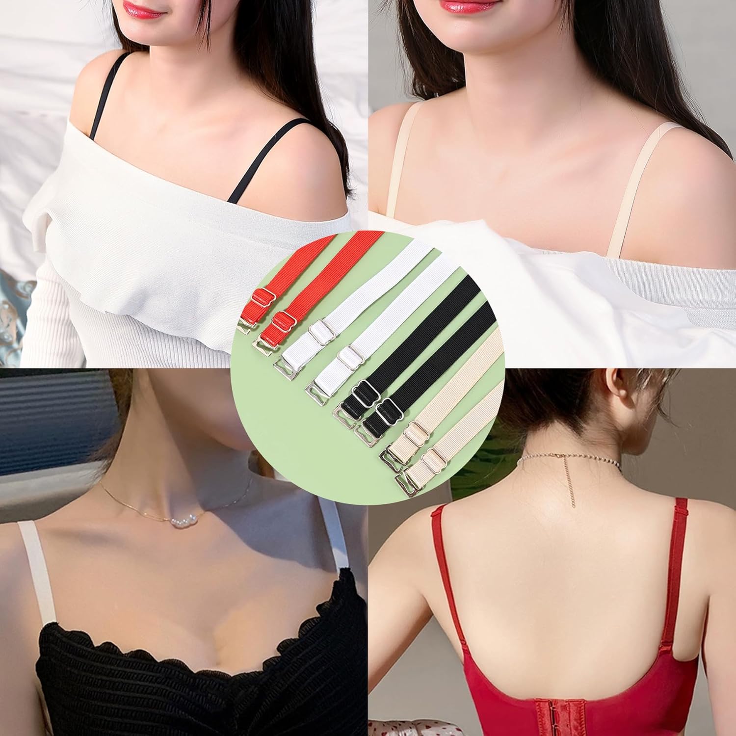 Elastic Adjustable Removable Lingerie Straps 10mm Width Cotton Replacement Sexy Bra Shoulder Strap V1259-DP01-A-596