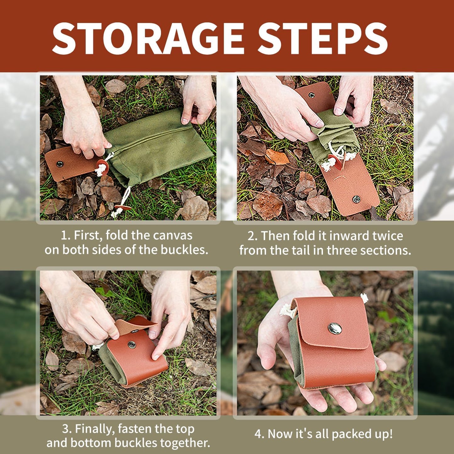 Foraging Bag Foldable Canvas Waist Pack for Outdoor Picking, Camping & Hiking, Belt Pouch with Drawstring V1259-DP01-A-598