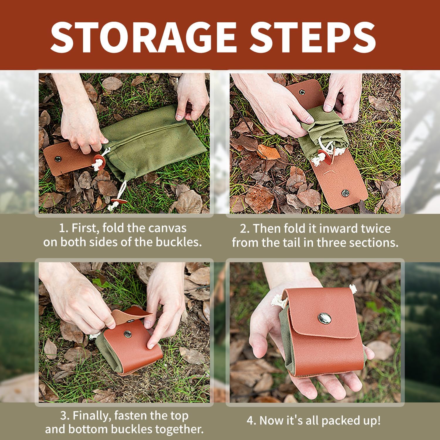 Foraging Bag Foldable Canvas Waist Pack for Outdoor Picking, Camping & Hiking, Belt Pouch with Drawstring V1259-DP01-A-598