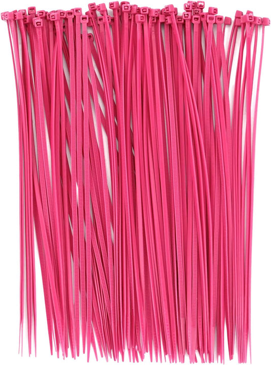 Colorful Cable Zip Ties, 100 Packs Self Locking Wire Perfect for Home, Office, Garage and Workshop (Pink, 8 V1259-DP01-A-603