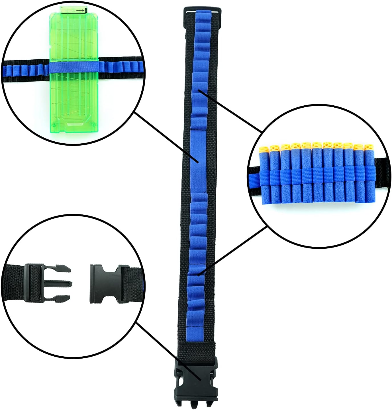 Bandolier Toy Gun Soft Bullets Shoulder Strap Adjustable Clip Darts Ammo Storage Belt Compatible for Nerf V1259-DP01-A-604