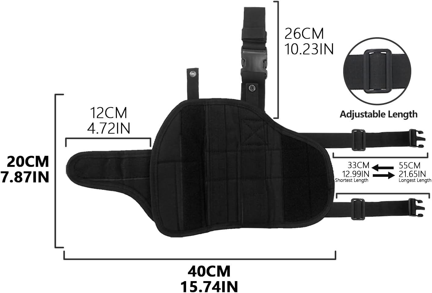 Adjustable Tactical Leg Holster Compatible for Nerf Elite Series Blaster(Black) Black V1259-DP01-A-605