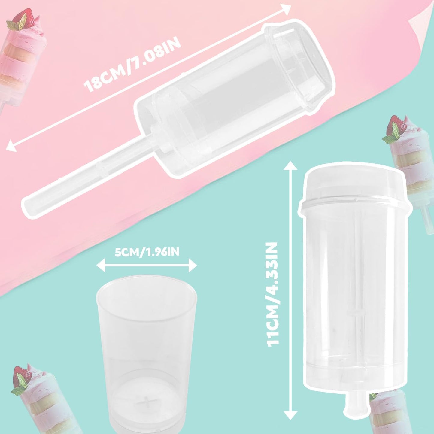 80 pcs Round Shape Clear Push-Up Cake Pop Shooter (Push Up Pops) Plastic Containers with Lids, Base & Sticks V1259-DP01-A-609
