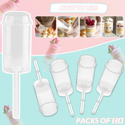 80 pcs Round Shape Clear Push-Up Cake Pop Shooter (Push Up Pops) Plastic Containers with Lids, Base & Sticks V1259-DP01-A-609